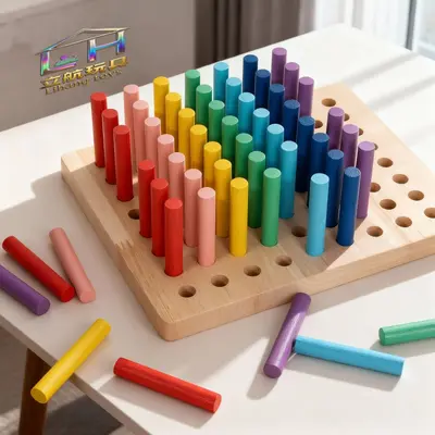 Children's Rainbow Sorting Sticks, Wooden Educational Toy - 2