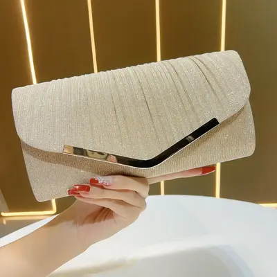 Glänzende plissierte Abendtasche für Partys und Bankette - 7