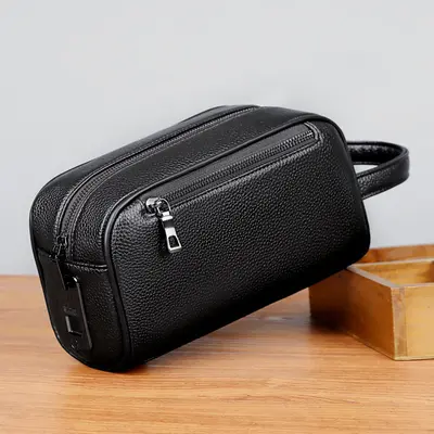 Men's Clutch Bag, Large Capacity, Fingerprint Lock, Coin Compartment - 12
