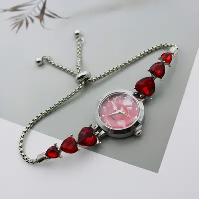 Girl's Quartz Watch with Heart and Diamond Design - 6