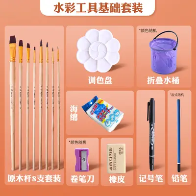 Gouache Paint Set with Brushes, Palette, Spray Bottle - 8