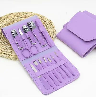 Manicure set 16 pieces, PU leather, nail and grooming tools - 13