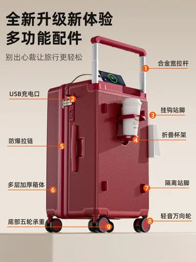 Large Capacity 37 Split Suitcase, Combination Lock, Explosion-Proof Zipper, Wide Trolley H - 4
