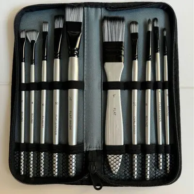 10-teiliges Nylon-Pinselsatz, massivholz, Ölfarbe - 12