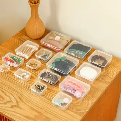 Küçük pp kare şeffaf Guka DIY kırtasiye plastik ambalaj kutusu manikür olta takımı saklama kutusu dijital aksesuar kutusu - 4