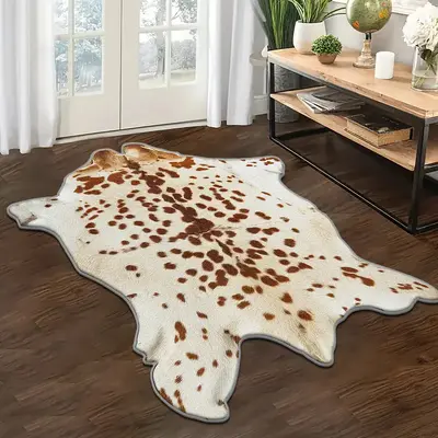 Yapay Deri Desenli Özel Şekilli Halı, Yıkanabilir, Kirlenmeye Dayanıklı, Yatak Odası