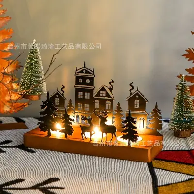 Ahşap Noel Ağacı Mum Standı, Masif Ahşap Tabanlı Noel Dekorasyonu
