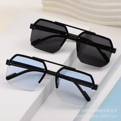 Kindersonnenbrille mit halbem Rahmen, Doppelsteg, UV-Schutz, für Jungen und Mädchen