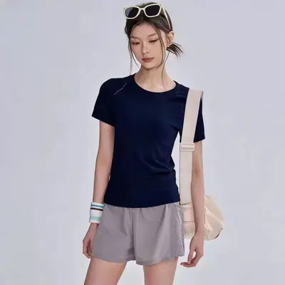 Women's Quick-Dry Short-Sleeve Yoga Top, Thin Summer Stretch Sports T-Shirt - 12