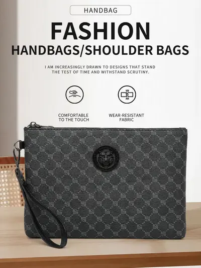 Men's Clutch Bag, Large Capacity Soft Leather Envelope Bag - 3