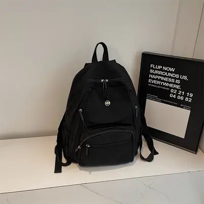 Women's Solid Color Backpack, Lightweight, Korean Style, Commute and Travel - 4