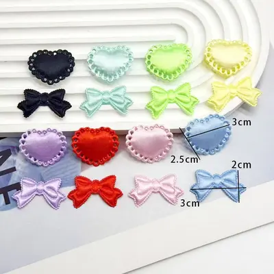 Light-colored satin heart bow hair clip, DIY handmade accessory