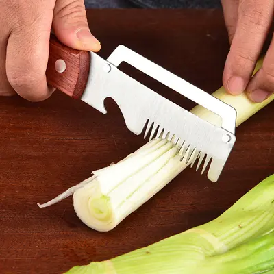 Multifunctional kitchen vegetable slicer and peeler wooden handle - 2