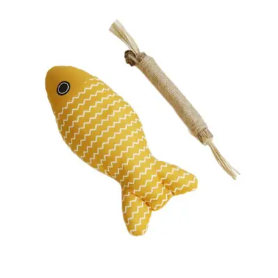 Catnip Fish Cat Teaser Wand with Silvervine Chew, Bite-Resistant - 5