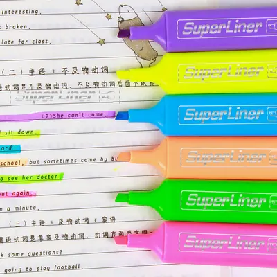 6-Color Chisel Tip Highlighter Marker Set