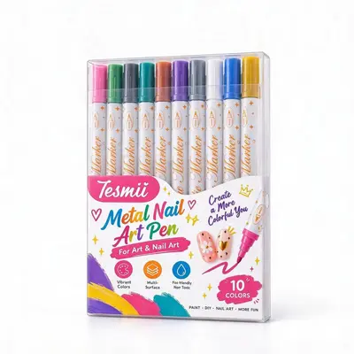 Wholesale Dual-tip Metal Marker Set Acrylic Paint Markers Professional Nail Art Drawing Pens