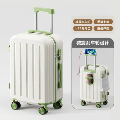 Color-Block Small Leather Suitcase with Combination Lock - 8