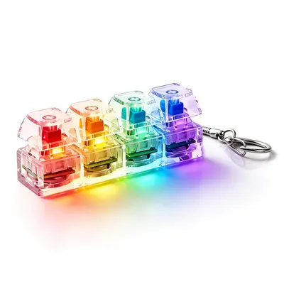4-Piece Light-Up Stress Relief Keychain, Colorful LED Effect Push Button Fidget Toy - 9