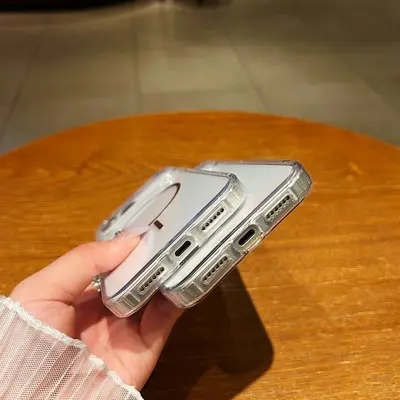 İnce şeffaf Apple manyetik kılıf 18Promax cep telefonu kılıfı iPhone17 plus sert 15pro darbeye dayanıklı kılıf için uygun - 5