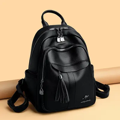 Women's PU Backpack, Large Capacity Outdoor Travel Bag - 7