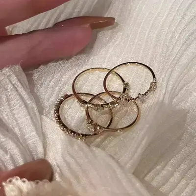 Vintage Cubic-Zirkonia Ring, schlankes Design, offener Ring - 5