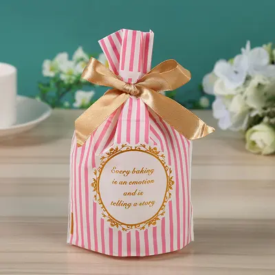 Drawstring Candy Packaging Bag with Ribbon, Snowflake Pattern for Baking Snacks