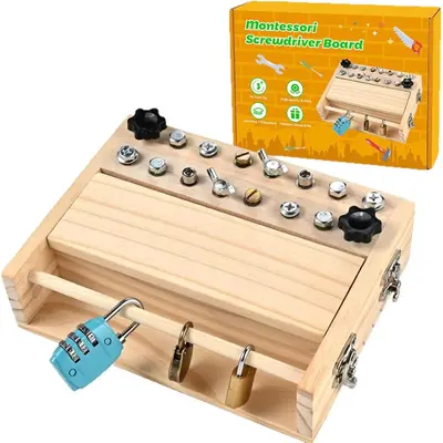 Children's Tool Set Montessori Screwdriver Board Set Toddler Travel Sensory Preschool Learning Fine Motor Skills - 6