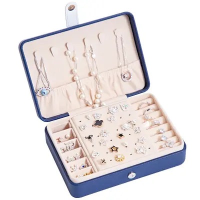 Portable PU Simple Jewelry Box Earring Ring Jewelry Storage Box Multifunctional Jewelry Organizer Wholesale