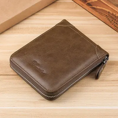 Men's Bi-Fold Short Zipper Coin Wallet - 5