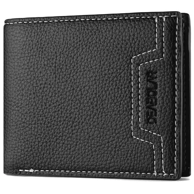 Men's Short Leather Wallet, Litchi Pattern, Korean Style - 5