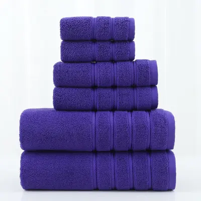 Cotton towel set 6-piece twill weave combed cotton bath and hand towels - 10