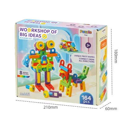 Assorted building blocks, preschool children, plastic construction