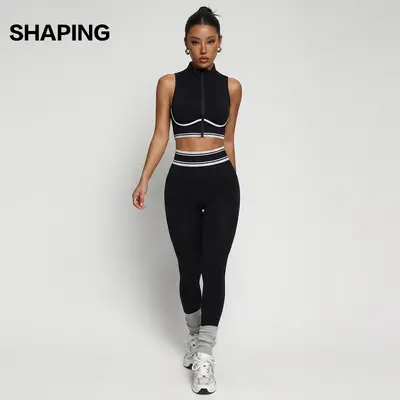 Yoga Seti Kadın, Fermuarlı Top, Tayt, Spor Takımı - 7