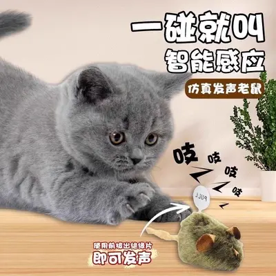 Simulated Mouse Cat Toy with Sound and Teaser Wand - 5