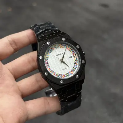 Men's quartz watch waterproof roman numerals steel strap - 11