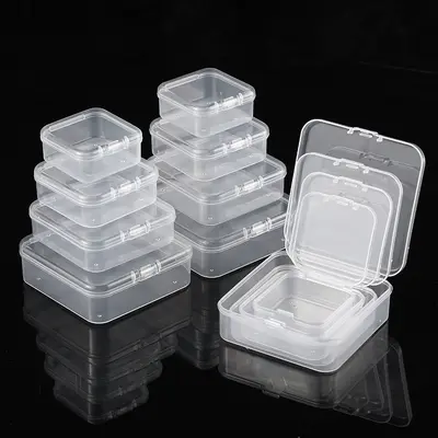 Plastic Storage Box Transparent Perler Bead Box PP Box Rectangular Small Jewelry Storage Box Small Square Box with Lid Jewelry Box