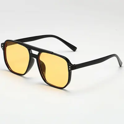 Retro-Sonnenbrille mit Doppelsteg und großem Rahmen - 9