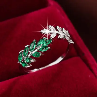 Beliebte, meistverkaufte, schlichte, modische und kreative Blatt- und Weizenähren-Design, elegant, leicht und luxuriös, vielseitiger offener Ring für den täglichen Gebrauch - 9