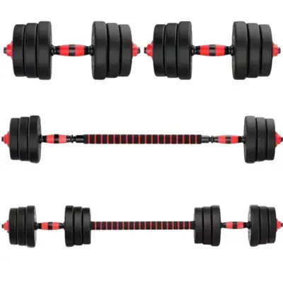 Zerlegbares und verstellbares Kurzhanteln- und Langhantel-Set aus Zement zum Armtraining, Muskelaufbau, Fitness für Herren und Damen, rutschfest, 10-50 kg - 6