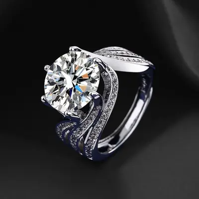 TikTok Live Neuer Bestseller 5 Karat Taubeneier drei Generationen Liebe Moissanit luxuriöser vollständiger Diamant Diamantimitation Ring - 4