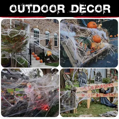 Halloween Fake Black Spider and Spider Web Prank Decoration Set
