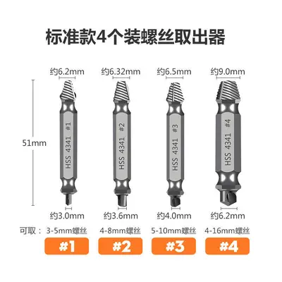 S2 Double-Head Screw Extractor 4-Piece Set for Stripped Screws