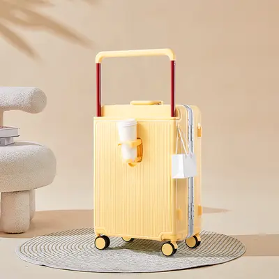 Wide Trolley Suitcase 24 Inch Silent Wheels Aluminum Frame Boarding Case - 8
