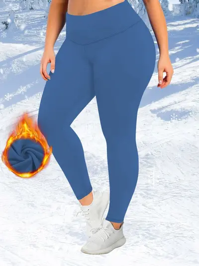 Fleece-Lined Plus Size Winter Yoga Pants, High Waist, Sizes 1XL-5XL - 11
