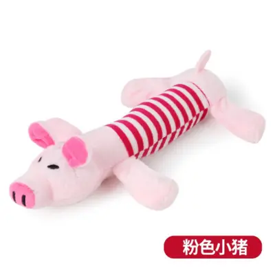Plush Dog Toy with Sound Bite-Resistant Striped Pig Duck Elephant - 9