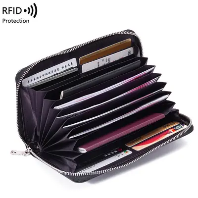 Hakiki deri çok kartlı RFID uzun cüzdan - 3