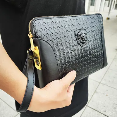 Men's Handbag with Fingerprint Lock, Anti-Theft Woven Design, Large Capacity - 9