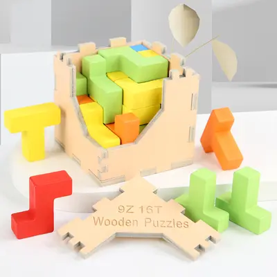 3D Wooden Kongming Lock and Luban Lock Puzzle for Children, 54 Pieces - 12