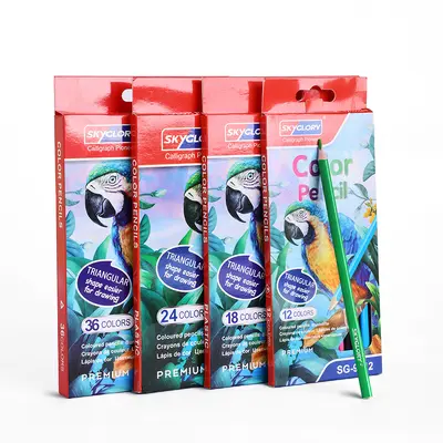 Sınır ötesi plastik renkli kalemler toptan öğrenci özel boyama kalem seti yağlı renkli kalemler çocuk sanat malzemeleri - 6