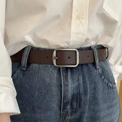 Women's belt 2025 denim pants student black versatile loose fit men's belt artistic retro needle buckle belt - 7